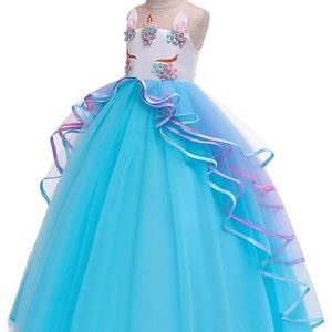 Girls Unicorn Costume Princess Long Maxi Dress NWT